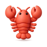 Front-facing lobster 3D icon for seafood menus, restaurant apps, and cooking UI design