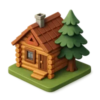 Isometric 3D icon of a lodge, stylized vector illustration for digital icon sets