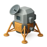 Isometric 3D icon of a lunar module, stylized vector illustration for digital icon sets