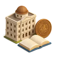 Isometric 3D icon of a lund university, stylized vector illustration for digital icon sets