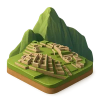 Isometric 3D icon of a machu picchu, stylized vector illustration for digital icon sets