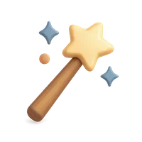 Isometric 3D icon of a magic wand, stylized vector illustration for digital icon sets