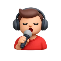 Male singer front-facing 3D icon with medium-light skin tone for music and entertainment UI design