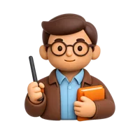 Male teacher front-facing 3D UI icon for education apps, school dashboards, and classroom platforms