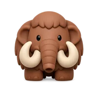 Front-facing mammoth 3D icon in a premium non-isometric style for education, games, and prehistoric UI designs.