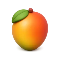 Front-facing mango 3D icon in a premium non-isometric UI style, free to download for food and grocery designs.