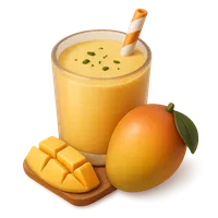 Isometric 3D icon of a mango lassi, stylized vector illustration for digital icon sets