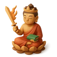 Isometric 3D icon of a manjushri, stylized vector illustration for digital icon sets
