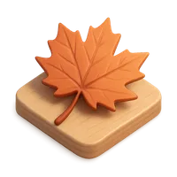 Isometric 3D icon of a maple leaf, stylized vector illustration for digital icon sets