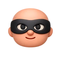 Front-facing masked face 3D icon for privacy, anonymity, identity, and avatar user interface design