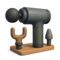 Isometric 3D icon of a massage gun, stylized vector illustration for digital icon sets