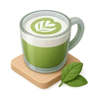 Isometric 3D icon of a matcha latte, stylized vector illustration for digital icon sets