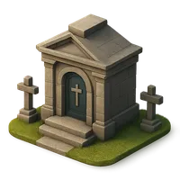 Isometric 3D icon of a mausoleum, stylized vector illustration for digital icon sets