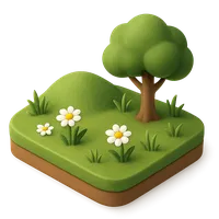 Isometric 3D icon of a meadow, stylized vector illustration for digital icon sets