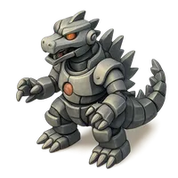 Isometric 3D icon of a mechagodzilla, stylized vector illustration for digital icon sets
