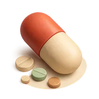 Isometric 3D icon of a medicine capsule, stylized vector illustration for digital icon sets