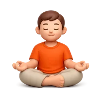 Front-facing 3D icon of a meditating man sitting in lotus position for wellness and yoga UI design