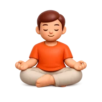 Front-facing 3D icon of a meditating man in lotus position with medium skin tone for wellness and yoga UI design