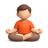 Front-facing 3D icon of a meditating person in lotus position with medium-dark skin tone for wellness and yoga UI