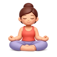 Front-facing 3D icon of a meditating woman sitting in lotus position for wellness and yoga UI design