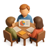 Isometric 3D icon of a meeting, stylized vector illustration for digital icon sets