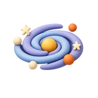 Milky Way front-facing 3D UI icon in a premium non-isometric style, free to download for space and astronomy interfaces.