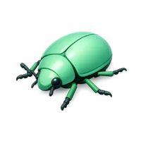 Mint Beetle isometric 3D icon in a detailed green insect style, free to download for nature and garden designs.
