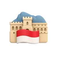 Monaco front-facing 3D UI icon for travel, tourism, map, and destination interfaces