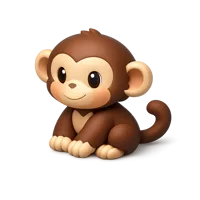 Isometric 3D monkey icon for wildlife, zoo, and jungle-themed designs