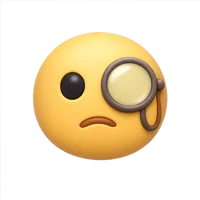 Front-facing Monocle Face 3D icon in a premium non-isometric style for chat, reaction, and UI design