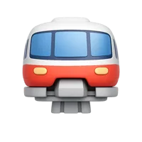 Front-facing monorail 3D icon for transportation, travel, and urban transit UI design