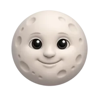 Front-facing moon face 3D icon with a full moon look for weather, fantasy, and night-themed UI design