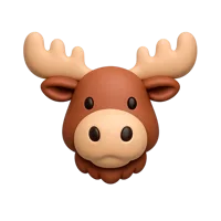 Front-facing moose 3D icon in a premium non-isometric UI style, free to download for wildlife and nature designs.
