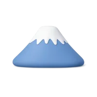 Mount Fuji front-facing 3D icon in a premium non-isometric UI style, free to download for travel and landmark designs.