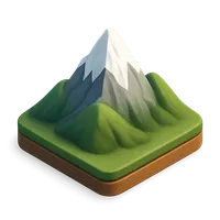 Isometric 3D icon of Mountain, including keywords: mountain.