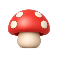 Front-facing brown mushroom 3D icon in a premium non-isometric UI style, free to download for nature and food interfaces.