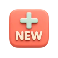 Front-facing New Button 3D UI icon for apps, websites, dashboards, and interface design