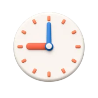 Front-facing Nine O'Clock 3D icon for schedule, reminder, and time selection UI screens.