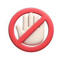 Front-facing 3D icon of a person making a no gesture for UI design, free to download.