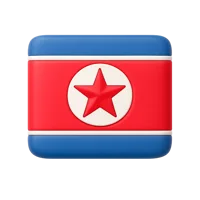 North Korea front-facing 3D UI icon for country selection, geography, travel, and map interfaces