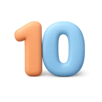 Number 10 keycap 3D icon in a premium front-facing style for keyboard, keypad, and UI interface design