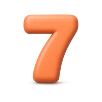 Front-facing Number 7 keycap 3D icon for keyboard, keypad, and numeric UI interface designs