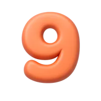 Front-facing Number 9 3D icon styled like a keyboard keycap for UI and keypad interfaces.