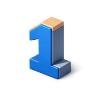 Number One isometric 3D icon for rankings, counting, lists, and educational designs