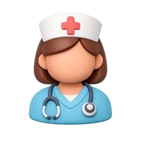 Front-facing nurse 3D icon in a premium non-isometric UI style, free to download for healthcare and hospital designs.