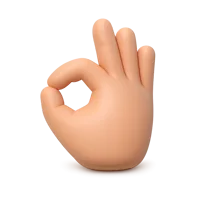 Front-facing 3D icon of a person making an OK gesture with dark skin tone for approval and confirmation UI