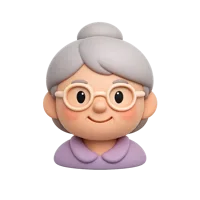 Front-facing old woman light skin tone 3D icon for user profiles, healthcare apps, and accessibility UI