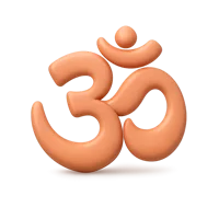 Front-facing Om Symbol 3D icon for yoga, meditation, wellness, and spiritual UI design