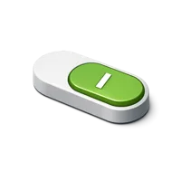 Isometric 3D on switch icon showing an enabled toggle state for apps, dashboards, and smart device interfaces