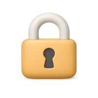 Front-facing padlock 3D icon for security, privacy, login, and protected access UI